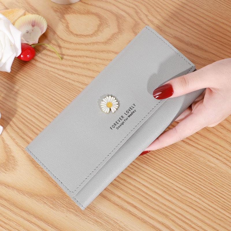 

Женские длинные кошельки на молнии, простая универсальная сумка для мобильного телефона Daisy, однотонная повседневная сумка большой емкости 19*9*2.5cm серый