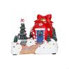 62KD Holiday Resin Figurines with Music and LED Light Christmas Village Desktop Gift