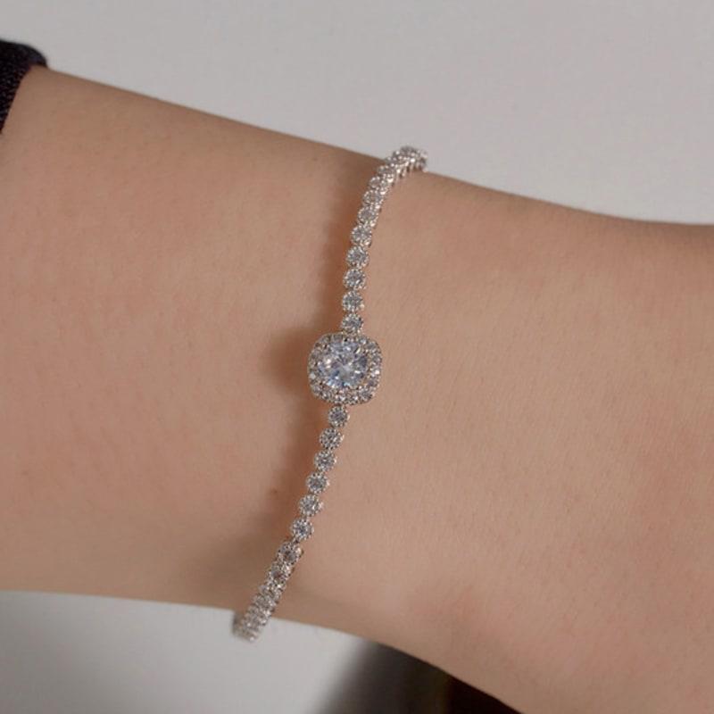 MACIER Solitaire Tennis Bracelet (Silver)
