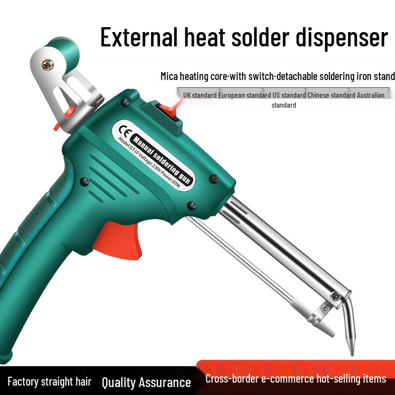 Handheld Portable 60W Electric Soldering Iron with Auto Solder Feed, US/EU Standard