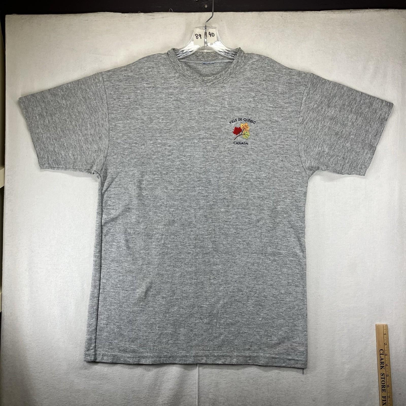 Vintage Quebec Canada T Shirt Adult Oversized Medium Canvas Texture Embroidered 4XL