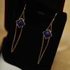 Kreatives Design Natürlicher Lapislazuli Lange Geometrische Quaste Blaue Ohrringe Exquisiter Eleganter Charme Damenschmuck