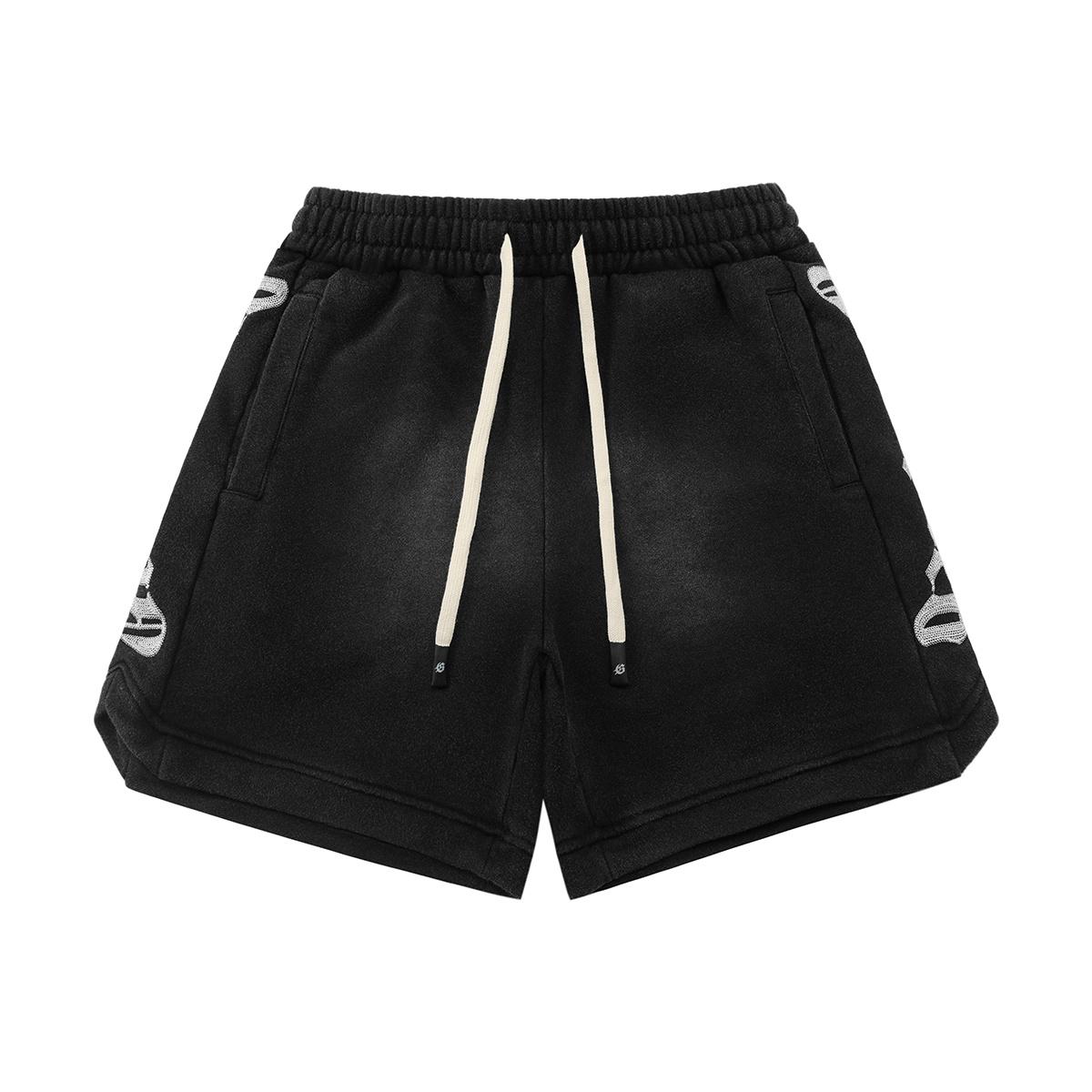 

Gothic Embroidered Washed Sweat Shorts Unisex Streetwear Casual Multi-Color Shorts S