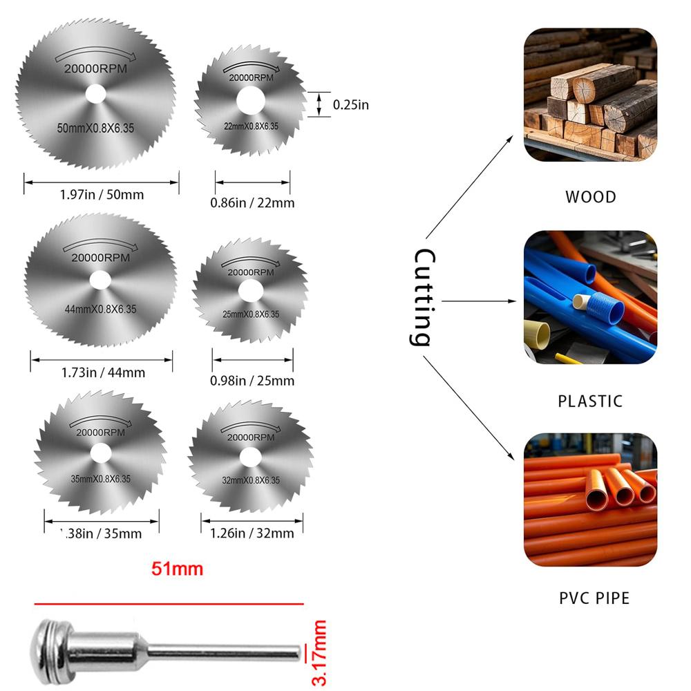 

31pc Cutting Discs HSS Circular Saw Mini Drill Rotary Tool Multi-Size Blades for Cutting Metal, Wood, Stone, PVC United States