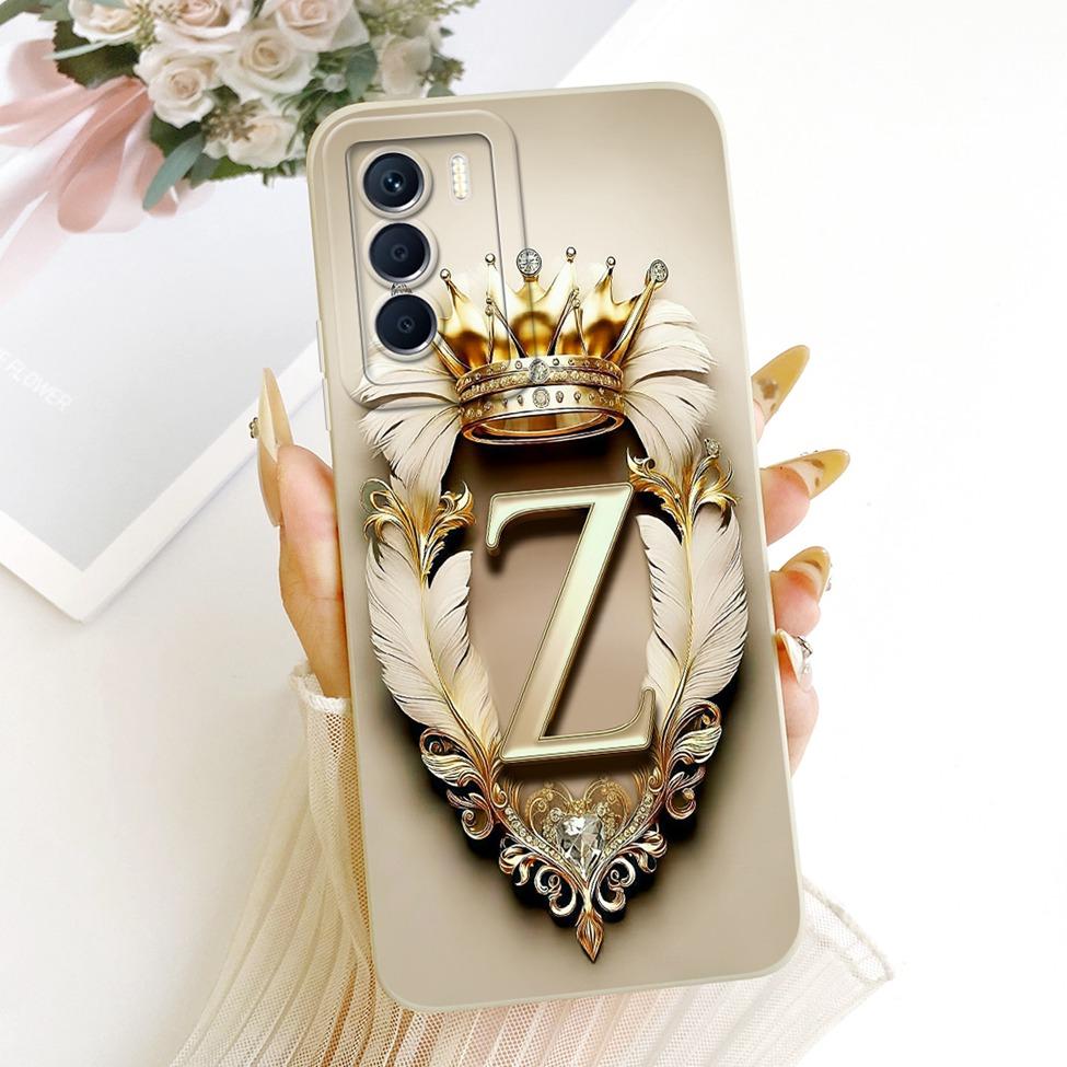 For Infinix Zero 5G 2023 Case Fashion A-Z Letters Luxury Crown 2D Painted Casing For Infinix X6815C X6815D