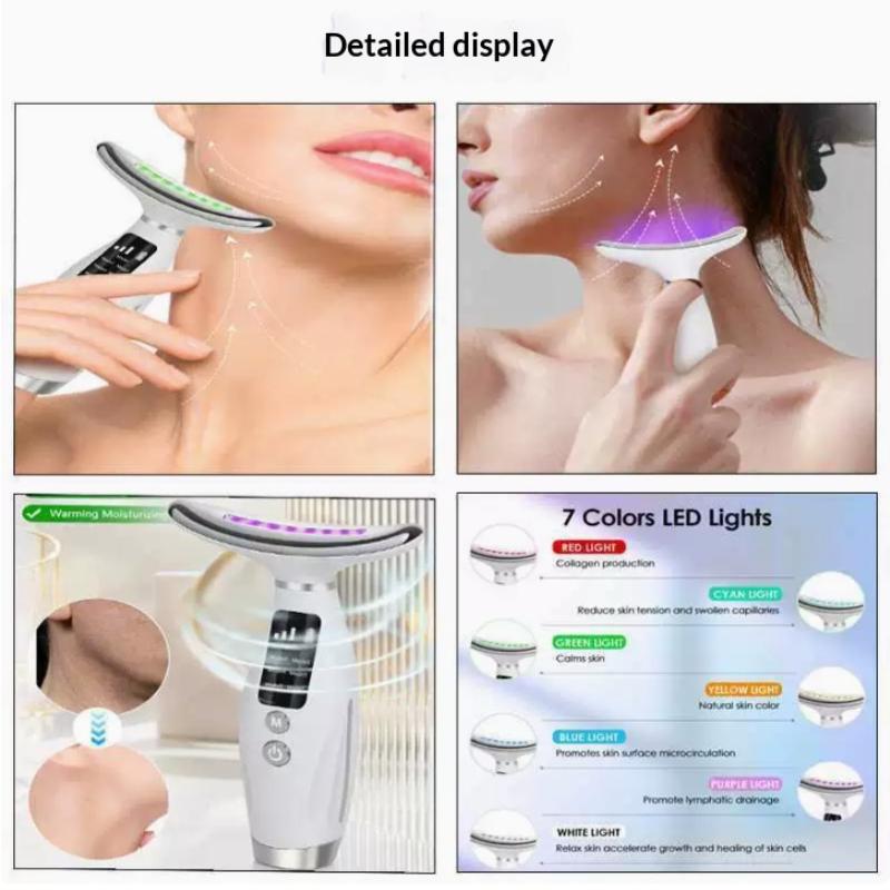 LED Beauty Device 7 Colors Light and Vibration for Neck Line Improvement