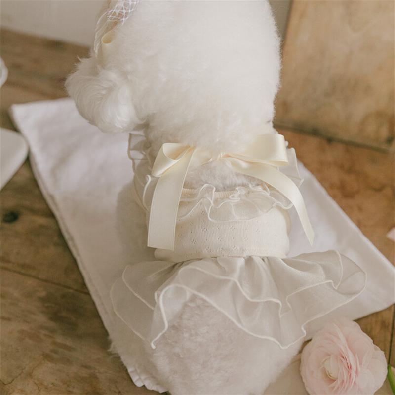 Organza Dog Tutu Dress Lace Ruffle Princess Dog Dress for Small Dogs Girl Shih Tzu Yorkie Clothes