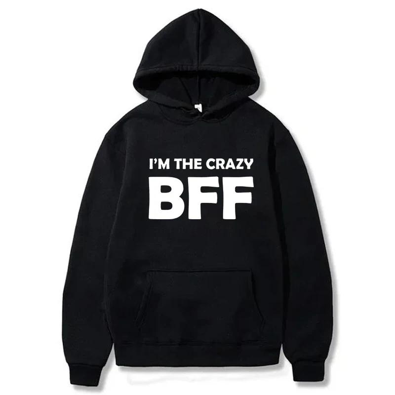 BFF Printed Hoodie Autumn Winter Women Men Casual Loose Simple Fashion Comfortable O-Neck Long Sleeve Fleece Sweatshirts