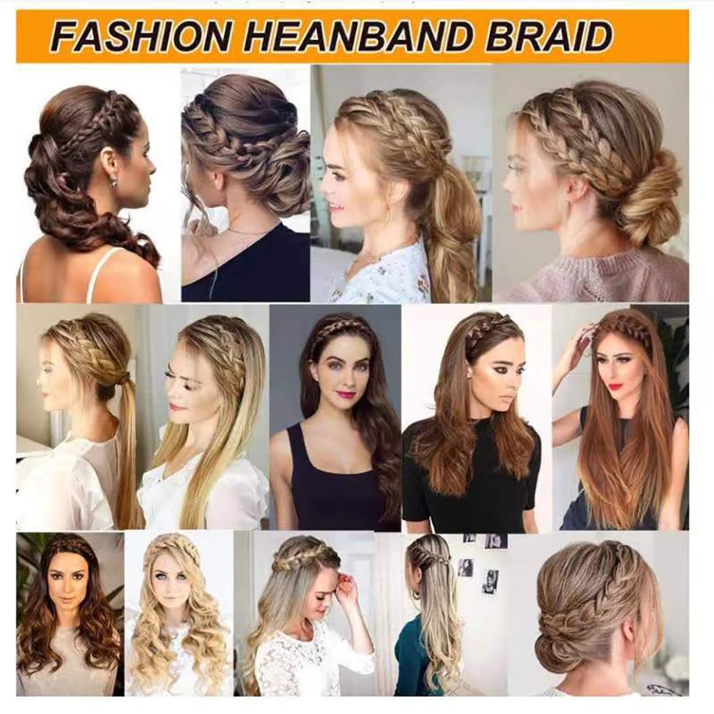 Feibin Teilweise geflochtenes Haar Haar Teilperücke Damenperücke, Haarband, Clip-on Haarband, Ornament, Accessoire, (1B)