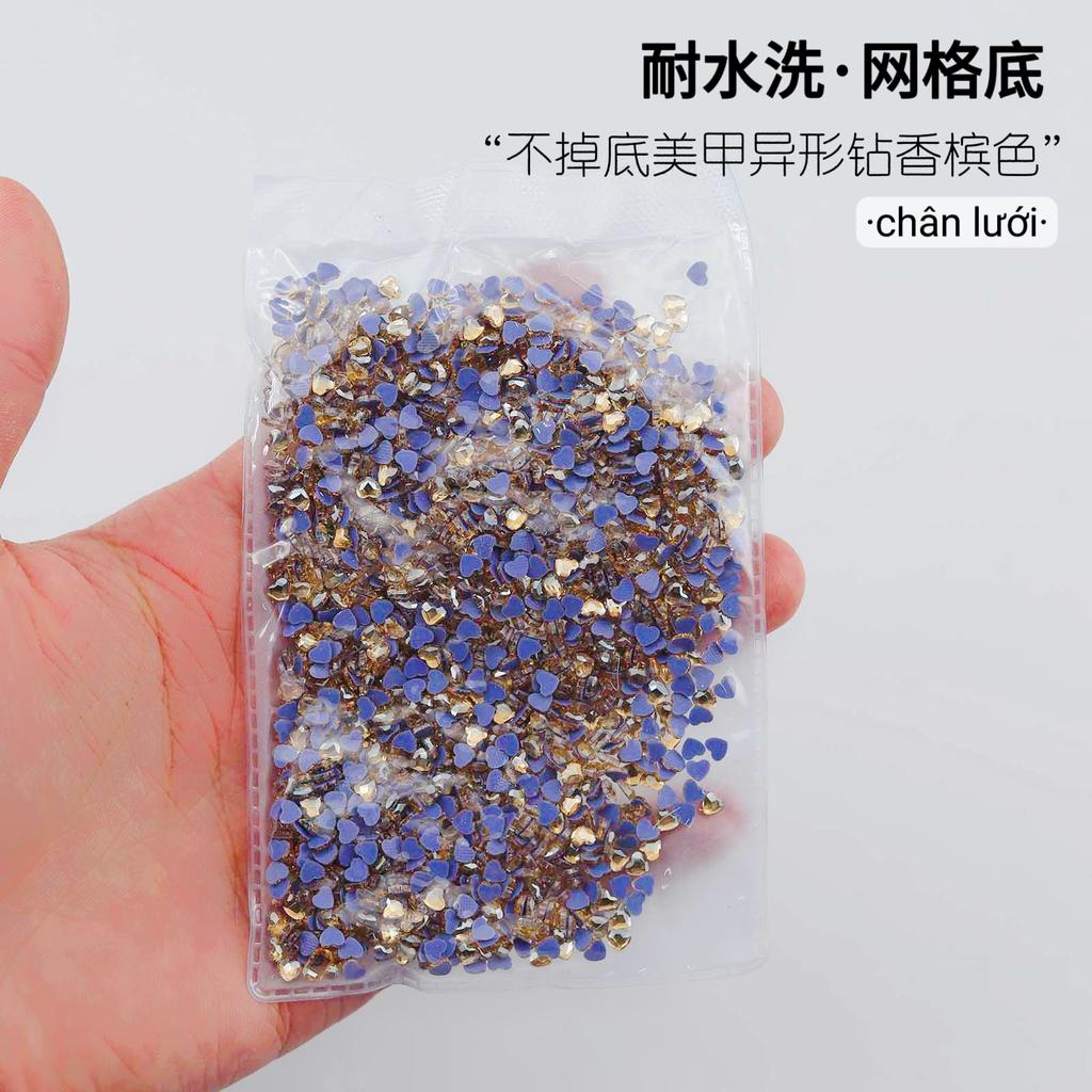 Mesh Bottom Nail Art Diamond, Champagne Special-Shaped Diamond, Small Size, No Bottom Nail Drill, Washable Flat Bottom Special-Shaped Whole Batch