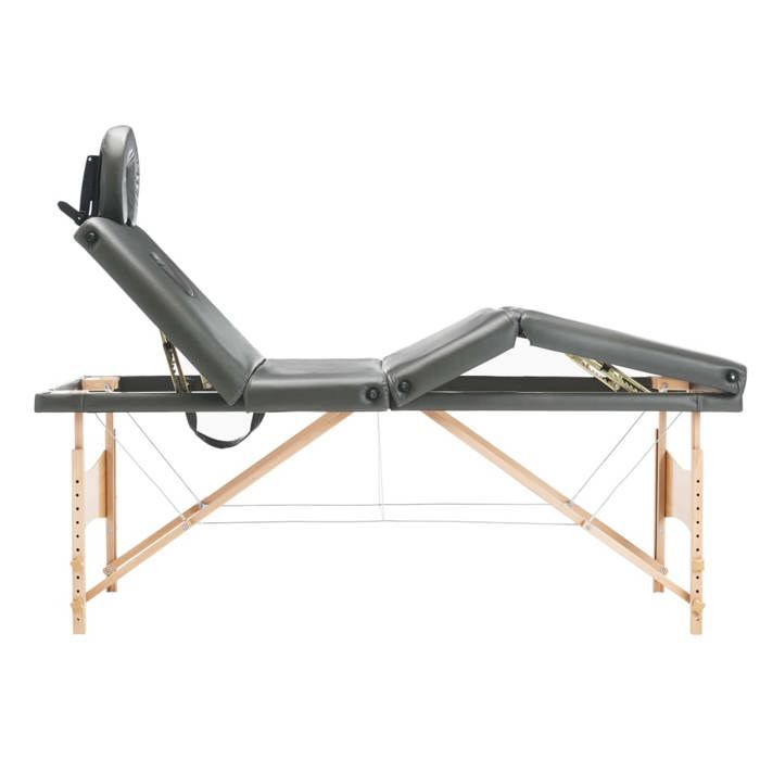 VidaXL Table de massage avec 4 zones Cadre en bois Anthracite 186x68cm