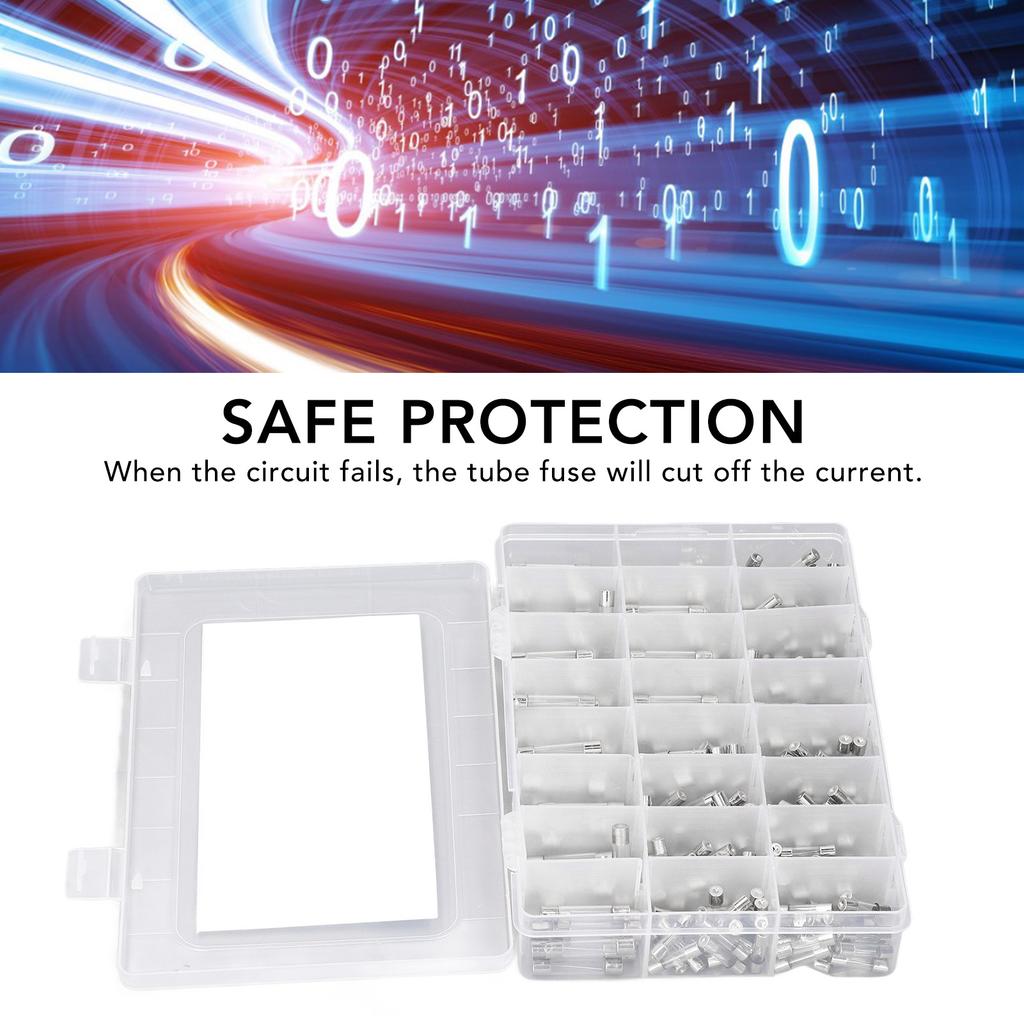 360Pcsbox Glass Fuse Tube 0.25A‑20A 24 Types 6X30Mm 5X20Mm Assortment Set Kit For Circuit Protection