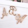 Fashion Women Rhinestone Brooch A-Z English Letter Gold Color Metal Pins Crystal Alphabet Jewelry Shirt Clothes Accessories Gift