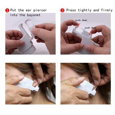 1 Pack Disposable Self Ear Piercing Kit Safety Ear Piercing Tool with 4mm Earring Studs for Home Use