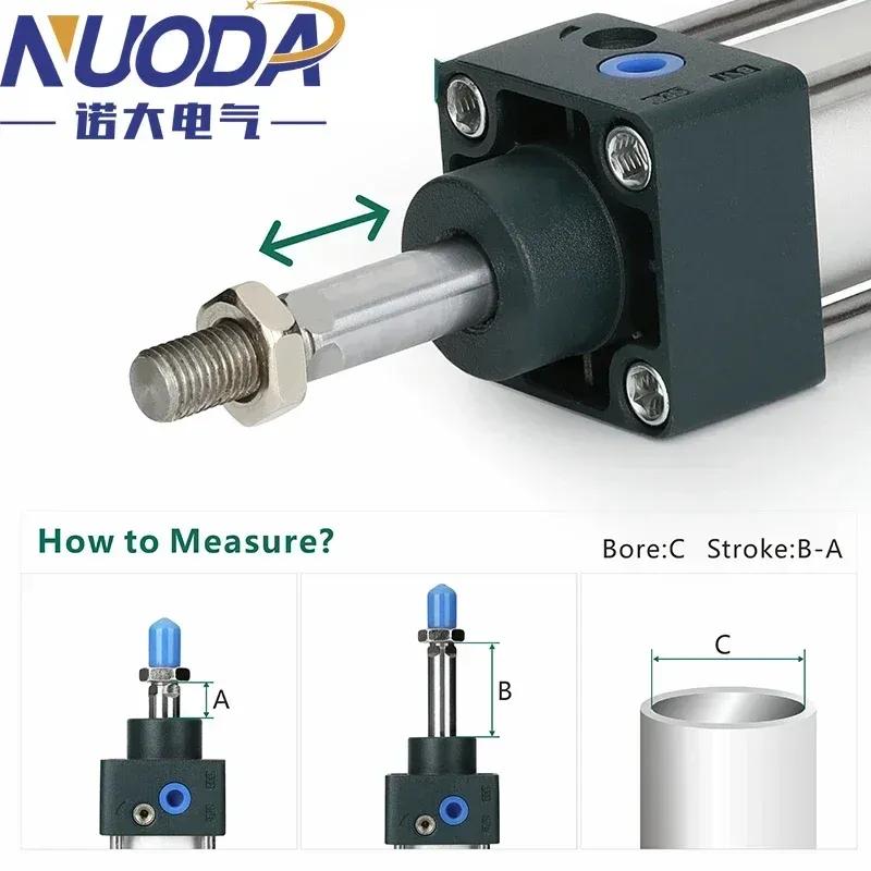 SC Standard-Luftzylinder SC32/40/50/63mm Bohrung Kleiner Pneumatikzylinder Kolben 25/50/75/100/150/200/250mm Hub