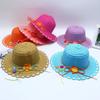 Handmade Straw Hat Flower Decoration Beach Hat Sweet Sun Hat  Beach