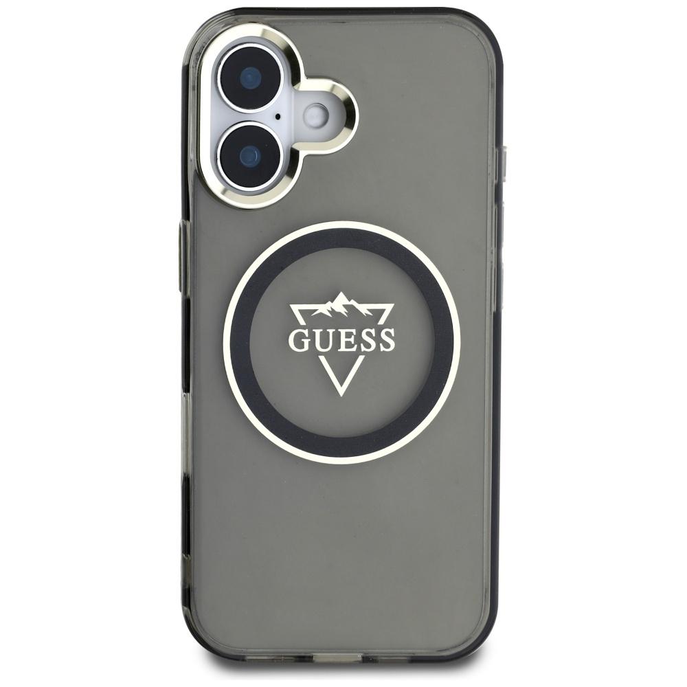 Guess IML Metal Mountain Logo MagSafe case for iPhone 16 black