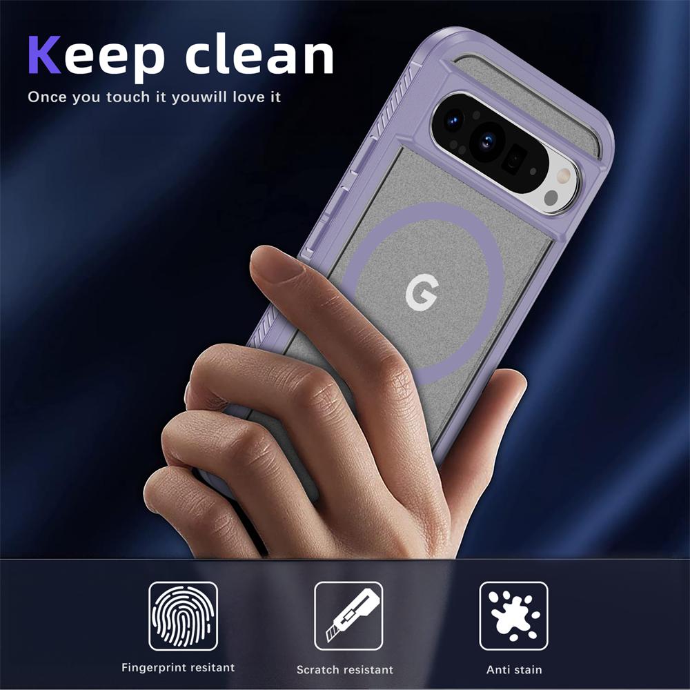 Magnetic Shockproof Armor Phone Case for Google Pixel 9 8 Pro 8A Luxury Military Protection Matte Bumper Hybrid PC Back Cover
