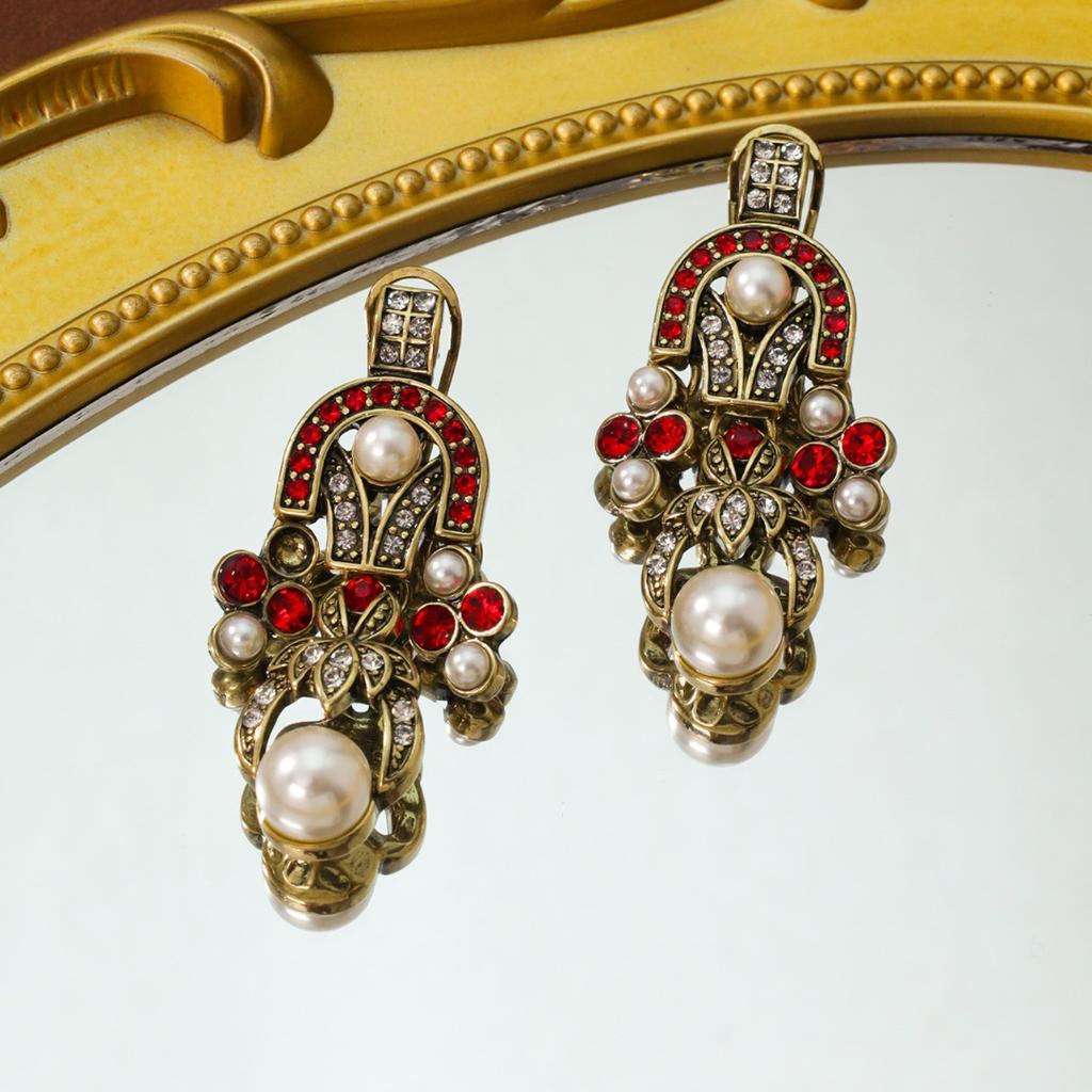 Pearl Tassel Earrings Vintage Antique Set, Earrings Necklace