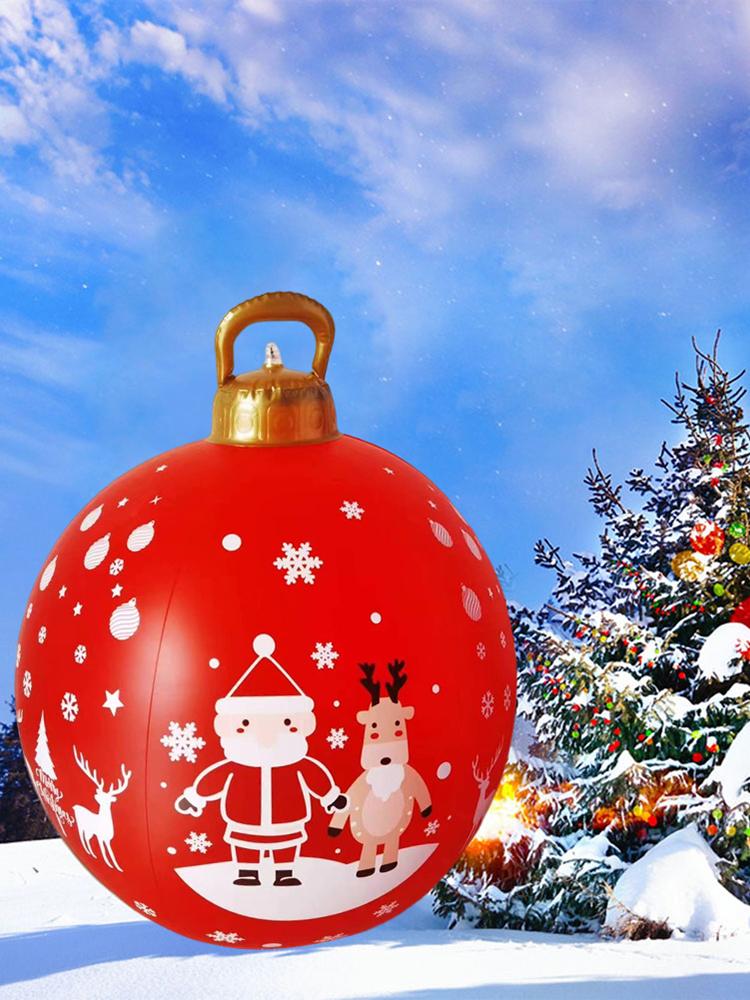 60CM Xmas Decorative Ball Water-Proof Christmas Inflatable Ball Colorful Large Porch Courtyard Ornaments