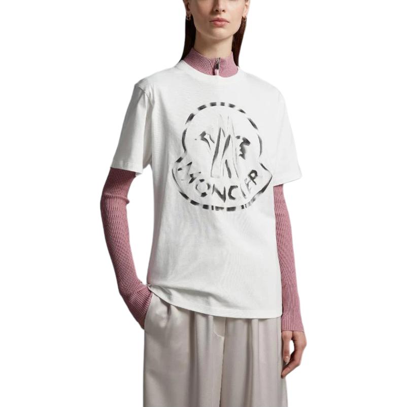 Moncler SS23 Round Neck Pullover Straight Casual Short Sleeve T-Shirt Women Tops White I10938C00018899WS033