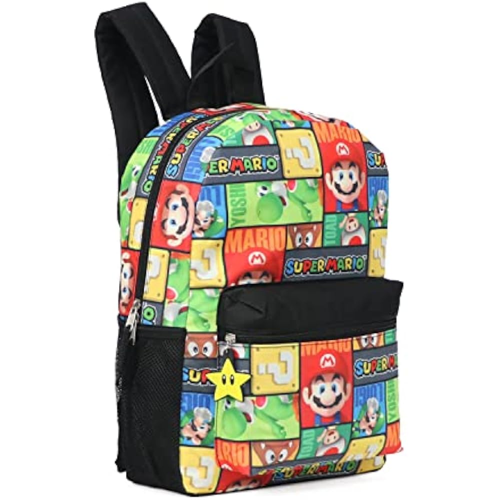 Super Mario 16" Allover Print Character School Backpack Free Size