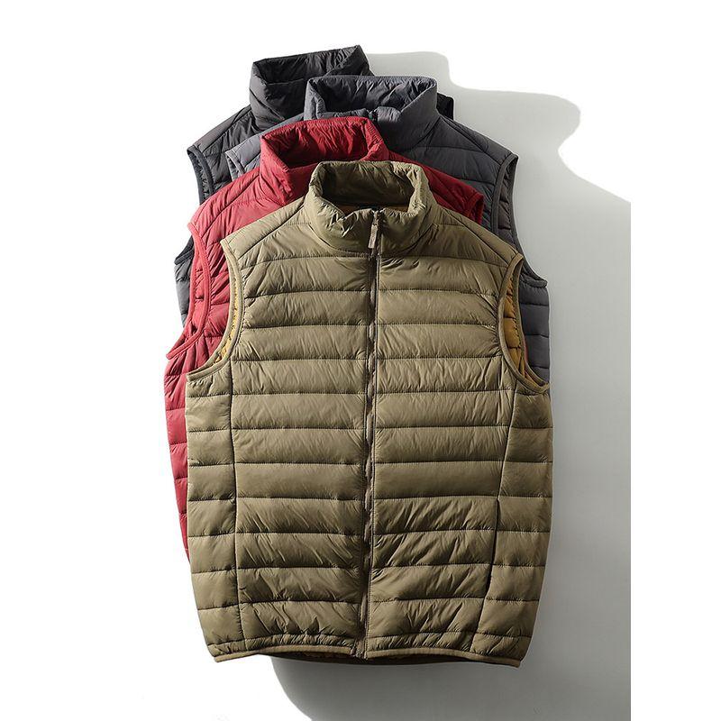 Lightweight Stacked Ribs Cotton-padded Vest Vest Men's Outer Wear Stand Collar Outerwear Waterproof Waistcoat Foreign Trade Men's All-Match Vest