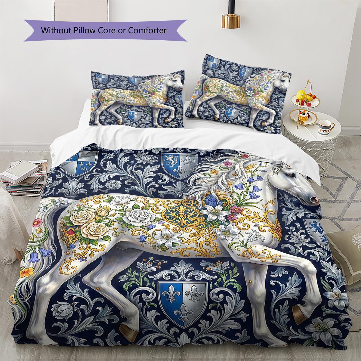 

Floral Art Animals Pattern Bedding,Quilt Set Quilt Cover Pillowcase Home Birthday Gift (1 * duvet cover + 2 * pillowcase, without core) 135x200cm