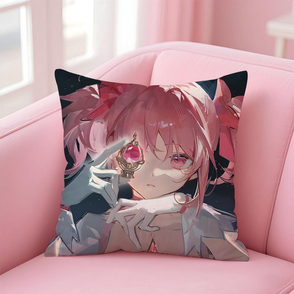 Anime Puella Magi Madoka Magica Cushion Cover Comfortable Reversible Pillow Cover Ideal for Car Sofa Bedroom & Beyond