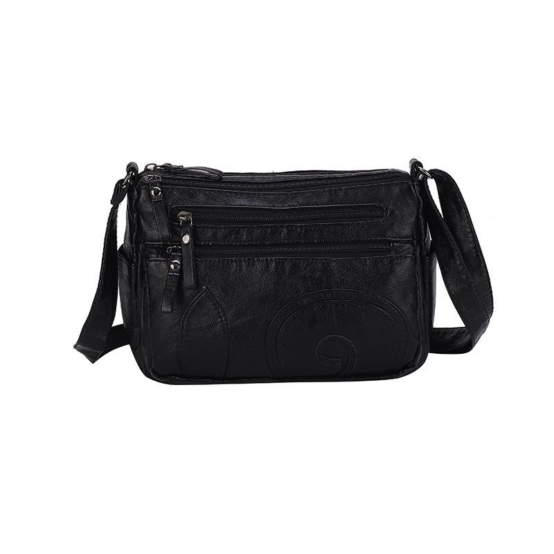 Ladies Retro Simple Medium Soft Leather Shoulder Mother Bag Washed Multi-compartment Large-capacity Mobile Phone Change Bag