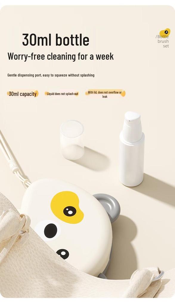 Silicone Baby Bottle & Nipple Brush Set with Drying Rack