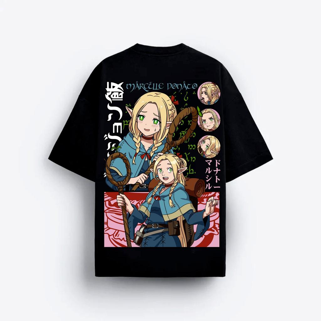 Delicious in Dungeon Marcille Donato Elf Mage T-Shirt Men Women Anime Graphic Cotton Short Sleeve Streetwear Tee