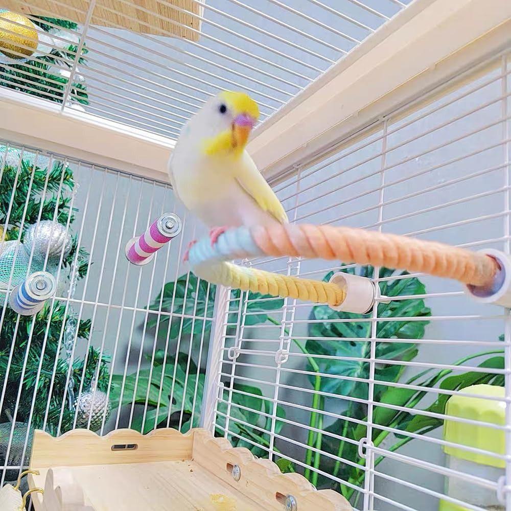 Screw Head Colored Cotton Parrot Pole Sturdy Swing Colorful Perch Bird Cotton Rope Swing  Climbing