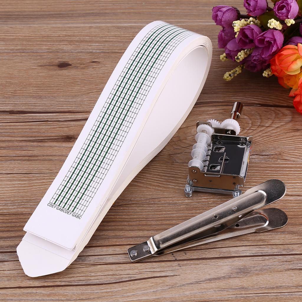 DIY Tune Hand Crank 15 Note Music Box Movement   Hole Puncher   20 Paper Tapes