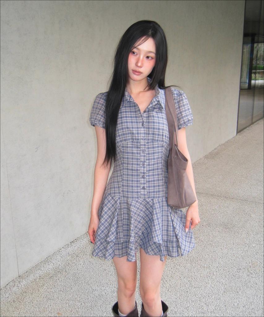MIXXO Check Shirt Dress_Miwowg609G