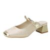 New Chinese Style Mary Jane Slippers Women's New Printed Bag Head Slippers Summer One-word with Outer Slippers