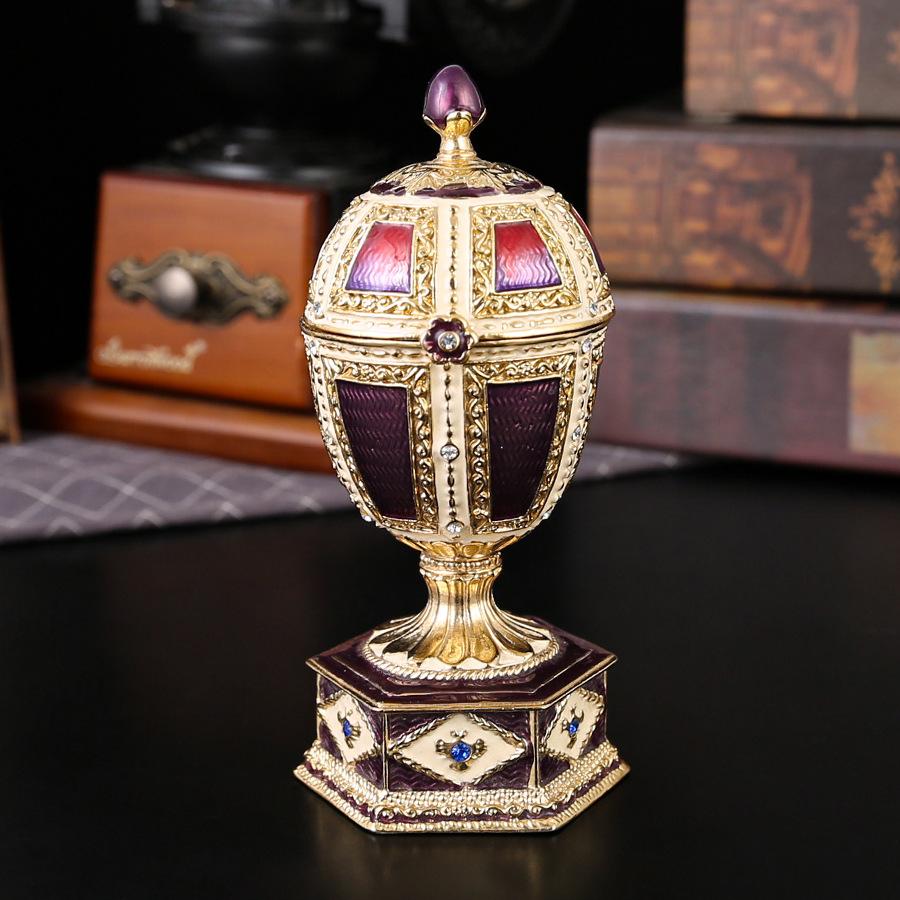 Креативный стиль пасхальное яйцо шкатулка для украшений Пасхальный английский стиль яйцо шкатулка для украшений орнамент Европейское ремесло 6.4*13.5 фиолетовый