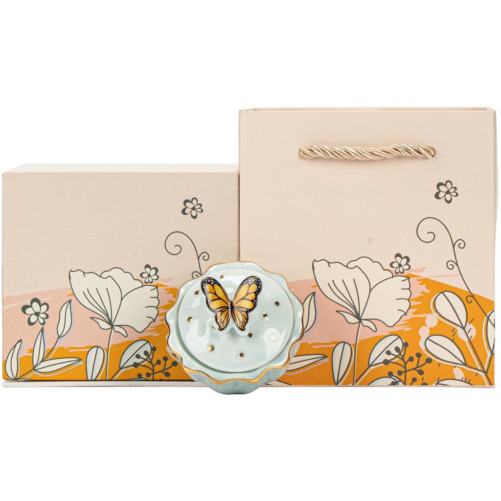 Ancient Style 25g Butterfly Ceramic Jar Solid Perfume Balm - Perfect for Cultural and Creative Events or as a Souvenir Gift