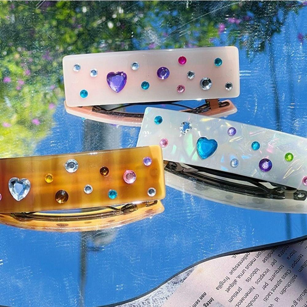 

Rhinestone Women Hair Clip Acetic Acid Spring Clip Retro Headdress Female Hair Accessories белый