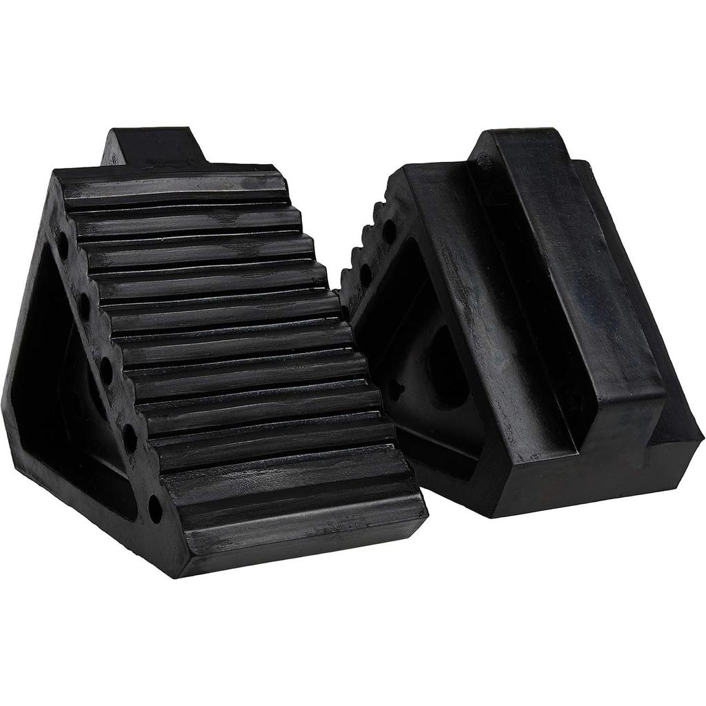 70472 Solid Rubber Heavy Duty Black Wheel Chock 2-Pack, 8" x 4" x 6"
