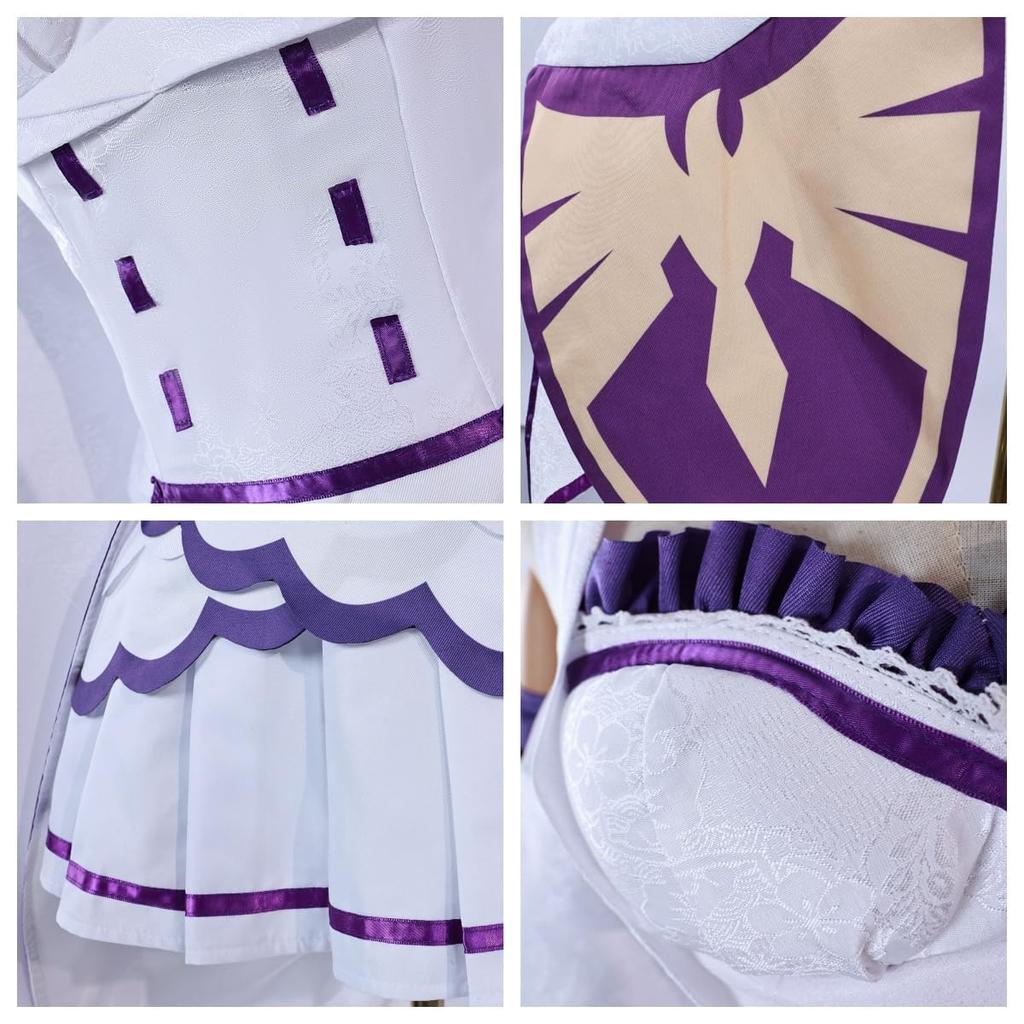 In Stock Emilia Cosplay Costume Dress with Hair Accessory Cosplay Costume Costume L [DOKITOKI] One-Piece