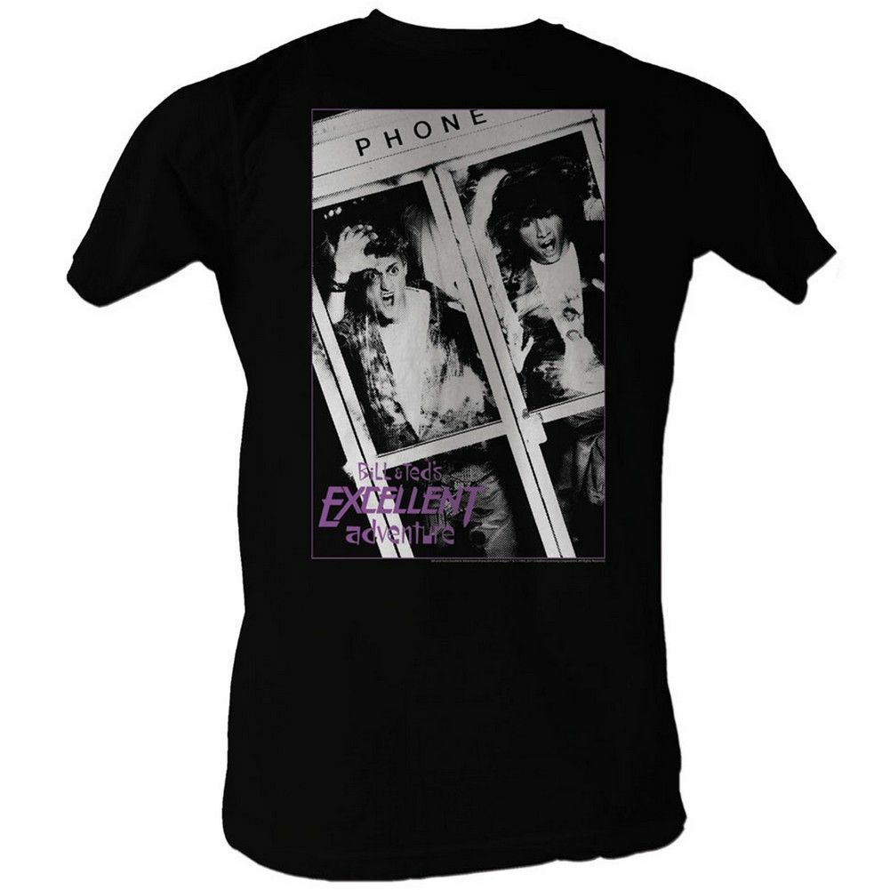 Bill and Ted Black and White Black Adult T-Shirt L