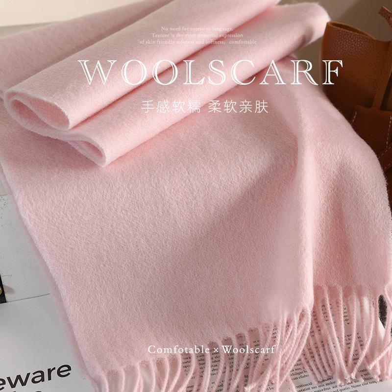 High Quality 100% Wool Muffler Classic Simple Solid Men Women Scarf Fall Winter Thick Casual Shawl Male Female Tassel Scarves