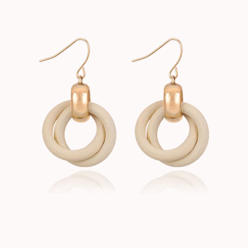 Geometric Wooden Hoop Earrings For Women Summer Fashion Minimalist Jewelry