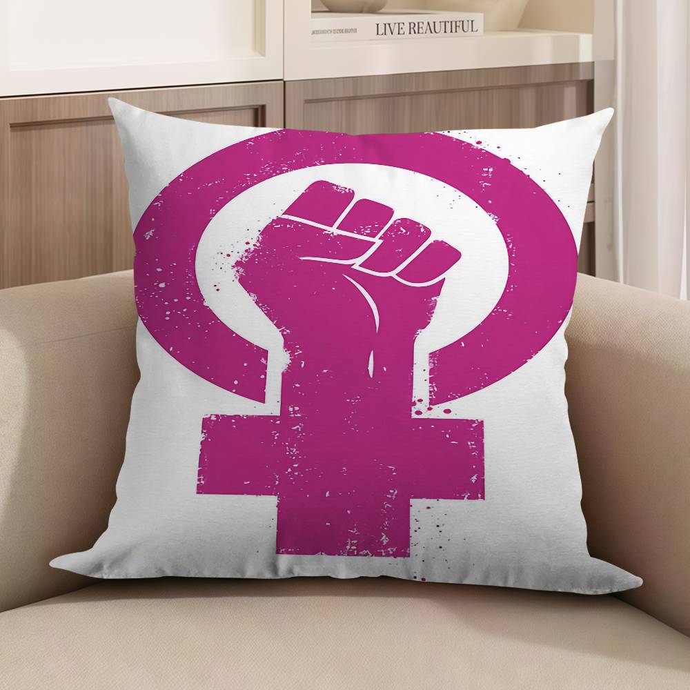1PC Feminist Fashion Art Pink Girl Power Cushion Cover Polyester Sofa Cushions Decorative Pillows Home Decoration Pillowcover