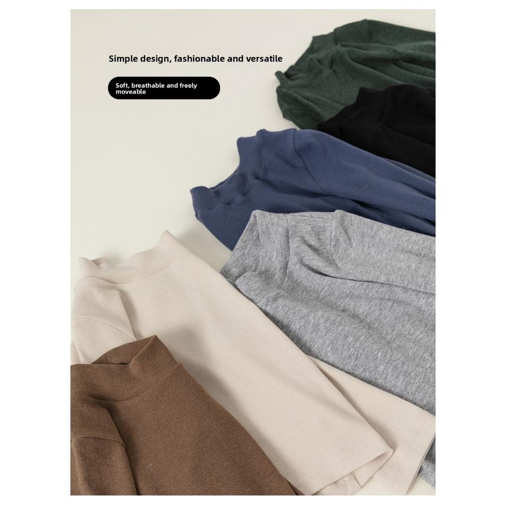 Children's Base Shirt for Spring and Autumn Styles, Long Sleeves and A Half High Collar Top, Children's Clothing, Baby's Multi-color Pullover Shirt