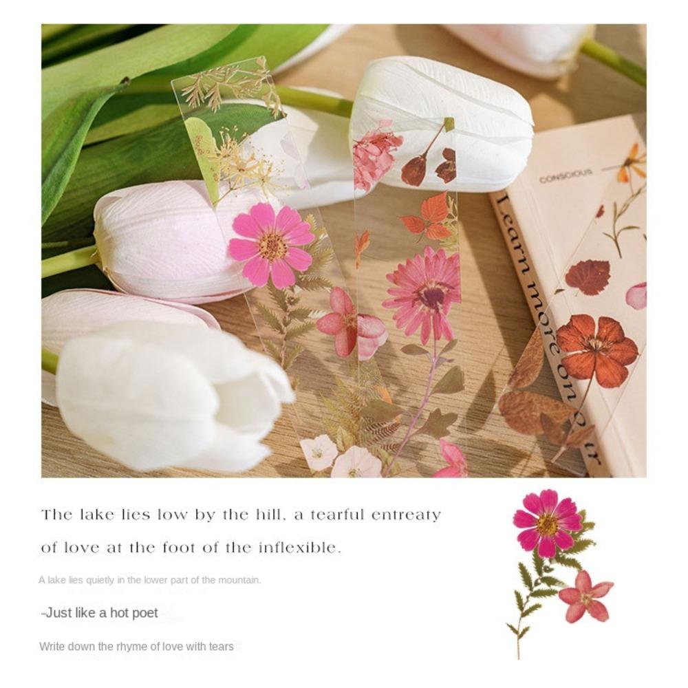 5pcs Four Seasons Flower Travel Series Bookmark PVC Book Page Marker Gift Reading Book Mark