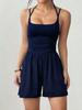 2026 Summer Women's Spaghetti Strap Casual Bandeau Jumpsuit with Wide Leg Shorts