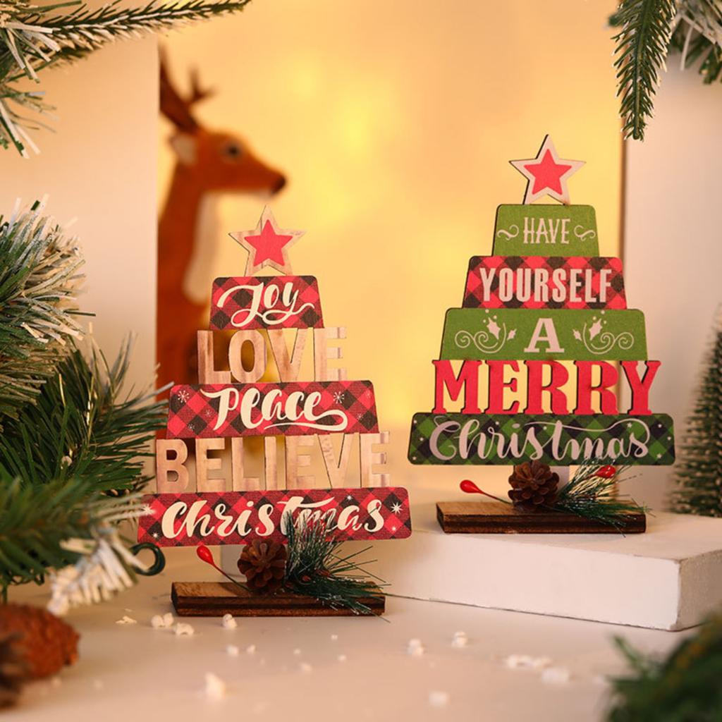 Christmas Wooden Desktop Ornaments Letter Christmas Tree Scene Dress Props Decorations