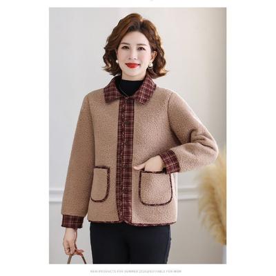 Karierter Kontrastfarben Damen Herbst- und Winterreversknopf Cardigan Langarm Modische Elegante Jacke Top